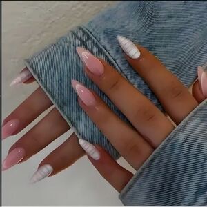24 Pcs Pink and White Nails BUY ONE GET ONE FREE